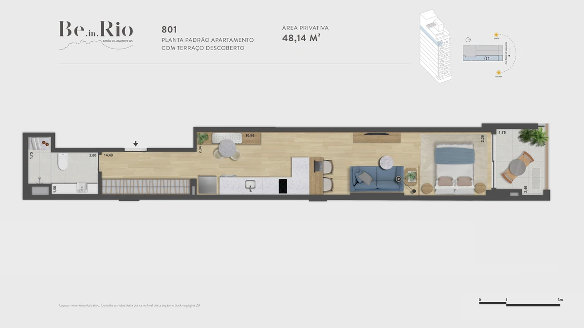 Be.in.Rio 225 · 801 · Apartamento · 48,14 m²