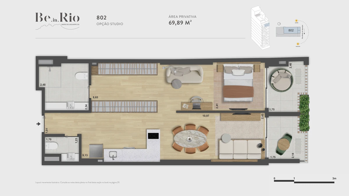 Be.in.Rio 225 · 802 · Opção Studio · 69,89 m²