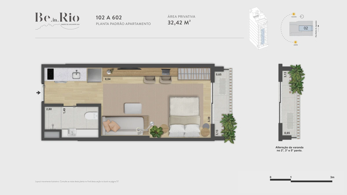 Be.in.Rio 404 · 102–602 · Apartamento · 32,42 m²