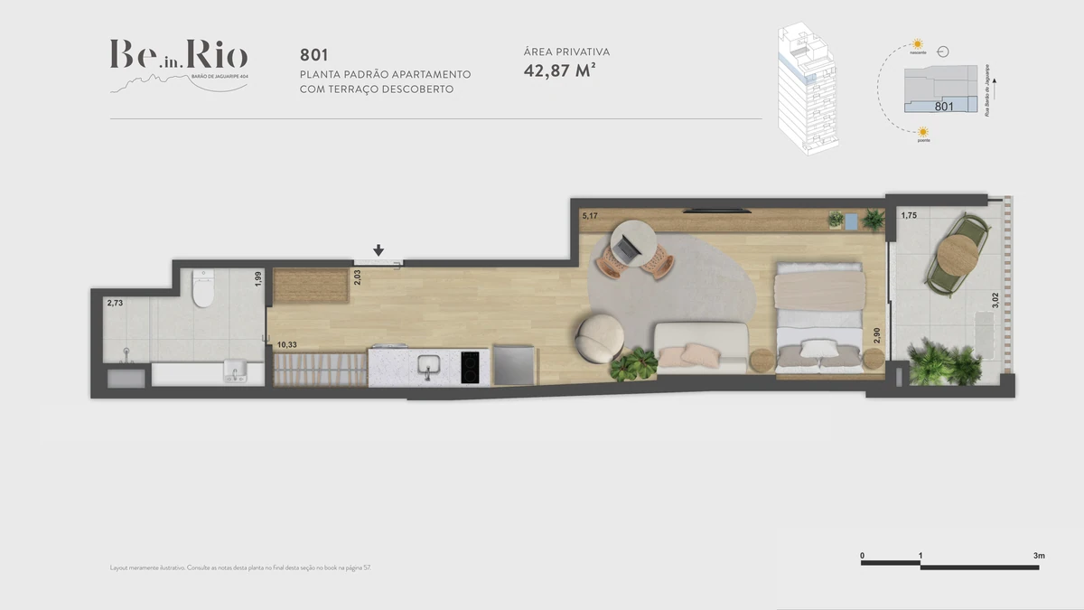 Be.in.Rio 404 · 801 · Apartamento · 42,87 m²